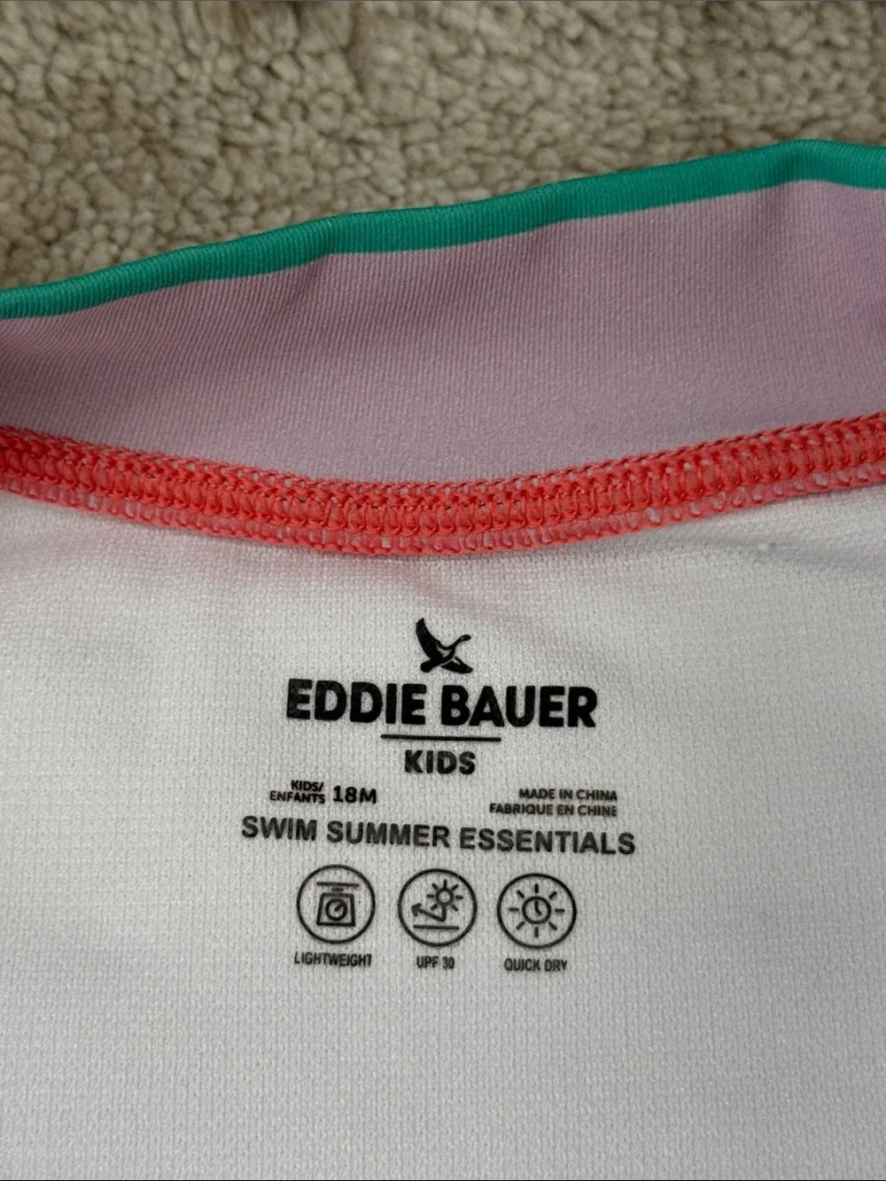 Eddie Bauer long sleeve swimsuit baby girls 18 months stripes ruffles beach